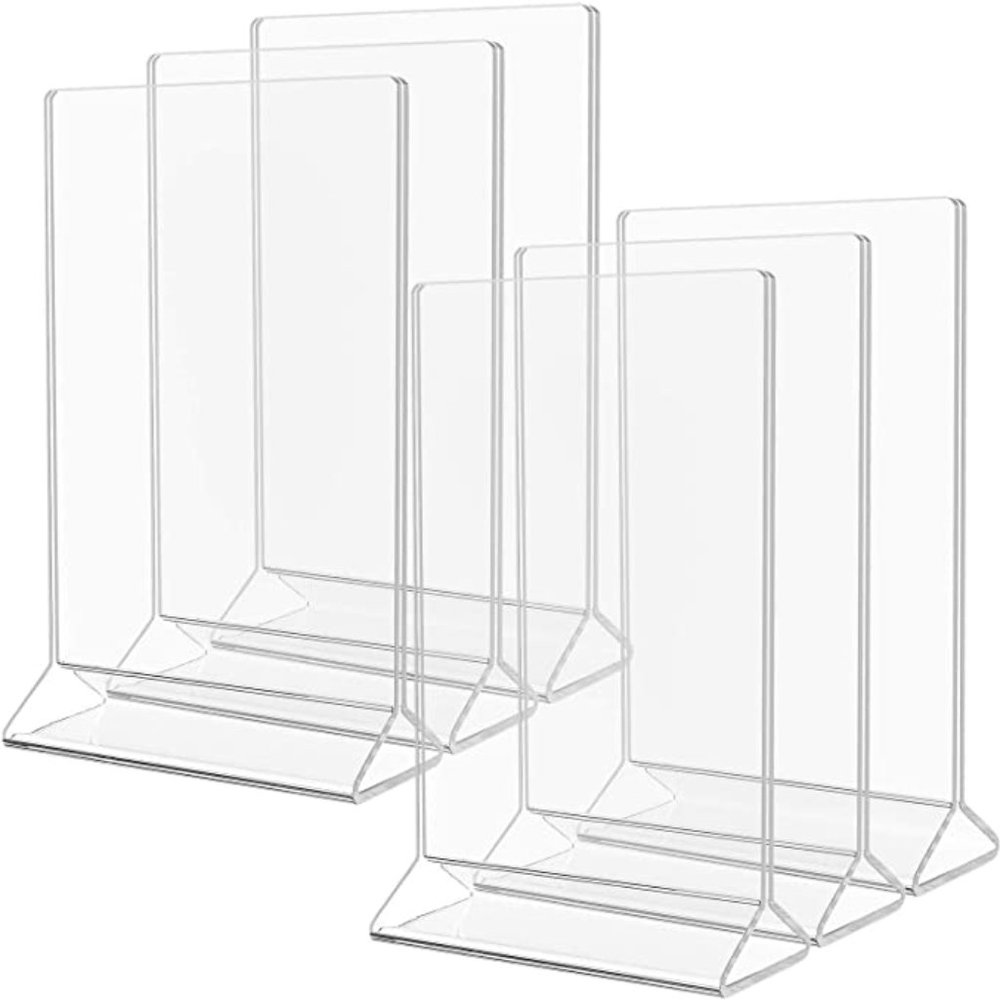 Wedding Party Clear Acrylic Table Top Sign, 6, Size 4 in x 6 in